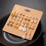 Earrings  New 20 Pairs/Set Charm Crystals Stud