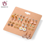 Earrings  New 20 Pairs/Set Charm Crystals Stud