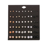 Earrings  30Pairs/Lot Ball Alloy Crystal Pearl Stud
