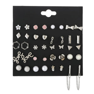 Earrings  30Pairs/Lot Ball Alloy Crystal Pearl Stud