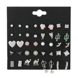 Earrings  30Pairs/Lot Ball Alloy Crystal Pearl Stud