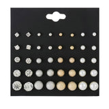 Earrings  30Pairs/Lot Ball Alloy Crystal Pearl Stud