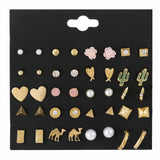 Earrings  30Pairs/Lot Ball Alloy Crystal Pearl Stud
