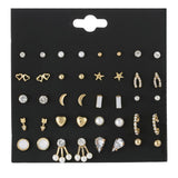 Earrings  30Pairs/Lot Ball Alloy Crystal Pearl Stud