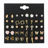 Earrings  30Pairs/Lot Ball Alloy Crystal Pearl Stud