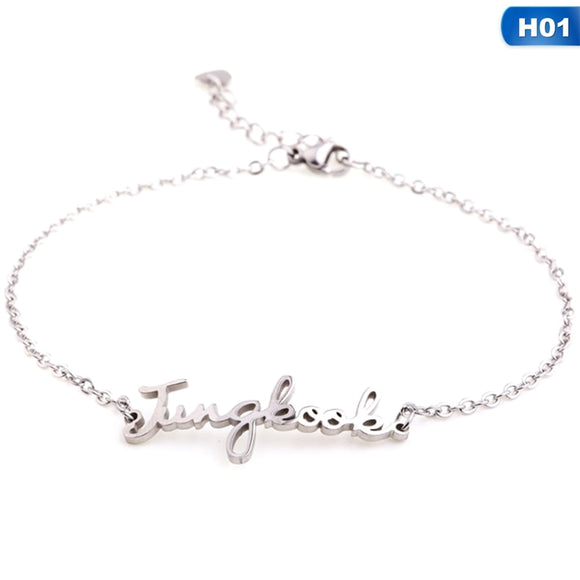 Wristband  Bangtan boys Members Name Silver Chain Bracelet