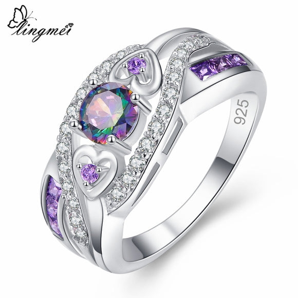 Rings  Fashion Women Wedding Jewelry Oval Heart  Design Multicolor