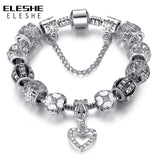 BANGLE Fashion Silver Heart Charms Bracelet