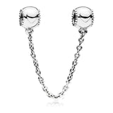 BANGLE  Authentic Silver Color Cute Mickey Clear Safety Chain Charm Beads