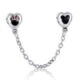 BANGLE  Authentic Silver Color Cute Mickey Clear Safety Chain Charm Beads
