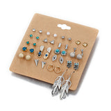 Earrings  New 20 Pairs/Set Charm Crystals Stud