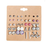 Earrings  New 20 Pairs/Set Charm Crystals Stud