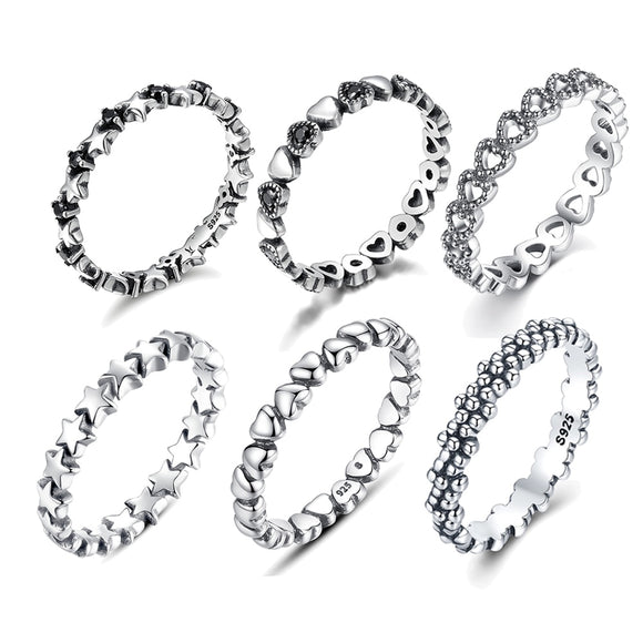 Rings Hot Sale 925 Sterling Silver 9 Styles Stackable Party Finger