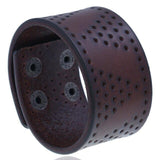 Wristband Punk Black Brown Wide Leather