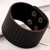 Wristband Punk Black Brown Wide Leather