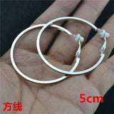 Earrings Big small circle gold silver Square line