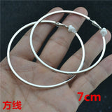 Earrings Big small circle gold silver Square line