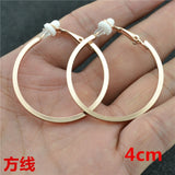 Earrings Big small circle gold silver Square line