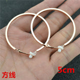Earrings Big small circle gold silver Square line