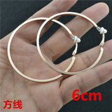 Earrings Big small circle gold silver Square line