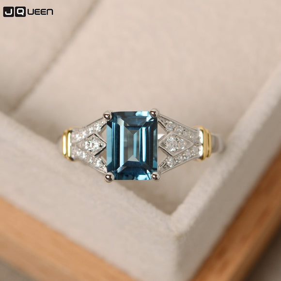 Rings  Desgin   Big Square Blue Crystal Stone