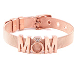 BANGLE Fashion Rose Gold Color Stainless Steel Mesh Bracelet Set Gold Heart Lock Charm Pandora Bracelet