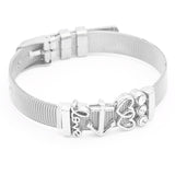 BANGLE Fashion Rose Gold Color Stainless Steel Mesh Bracelet Set Gold Heart Lock Charm Pandora Bracelet