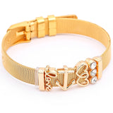 BANGLE Fashion Rose Gold Color Stainless Steel Mesh Bracelet Set Gold Heart Lock Charm Pandora Bracelet