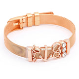 BANGLE Fashion Rose Gold Color Stainless Steel Mesh Bracelet Set Gold Heart Lock Charm Pandora Bracelet