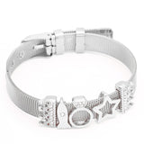 BANGLE Fashion Rose Gold Color Stainless Steel Mesh Bracelet Set Gold Heart Lock Charm Pandora Bracelet