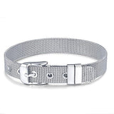 BANGLE Fashion Rose Gold Color Stainless Steel Mesh Bracelet Set Gold Heart Lock Charm Pandora Bracelet
