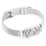 BANGLE Fashion Rose Gold Color Stainless Steel Mesh Bracelet Set Gold Heart Lock Charm Pandora Bracelet