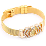 BANGLE Fashion Rose Gold Color Stainless Steel Mesh Bracelet Set Gold Heart Lock Charm Pandora Bracelet
