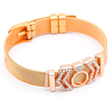 BANGLE Fashion Rose Gold Color Stainless Steel Mesh Bracelet Set Gold Heart Lock Charm Pandora Bracelet