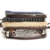 WRISTBAND Black Brown Color Genuine Braided Leather Bracelets
