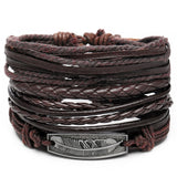 WRISTBAND Black Brown Color Genuine Braided Leather Bracelets