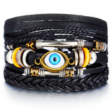 WRISTBAND Black Brown Color Genuine Braided Leather Bracelets