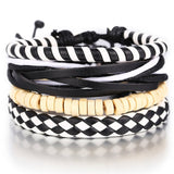 WRISTBAND Black Brown Color Genuine Braided Leather Bracelets