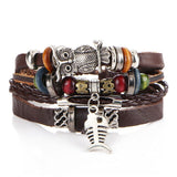 WRISTBAND Black Brown Color Genuine Braided Leather Bracelets