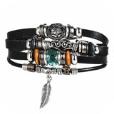 WRISTBAND Black Brown Color Genuine Braided Leather Bracelets