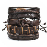 WRISTBAND Black Brown Color Genuine Braided Leather Bracelets