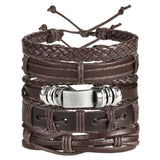 WRISTBAND Black Brown Color Genuine Braided Leather Bracelets