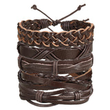 WRISTBAND Black Brown Color Genuine Braided Leather Bracelets