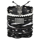 WRISTBAND Black Brown Color Genuine Braided Leather Bracelets