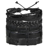 WRISTBAND Black Brown Color Genuine Braided Leather Bracelets