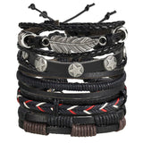 WRISTBAND Black Brown Color Genuine Braided Leather Bracelets