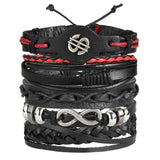 WRISTBAND Black Brown Color Genuine Braided Leather Bracelets